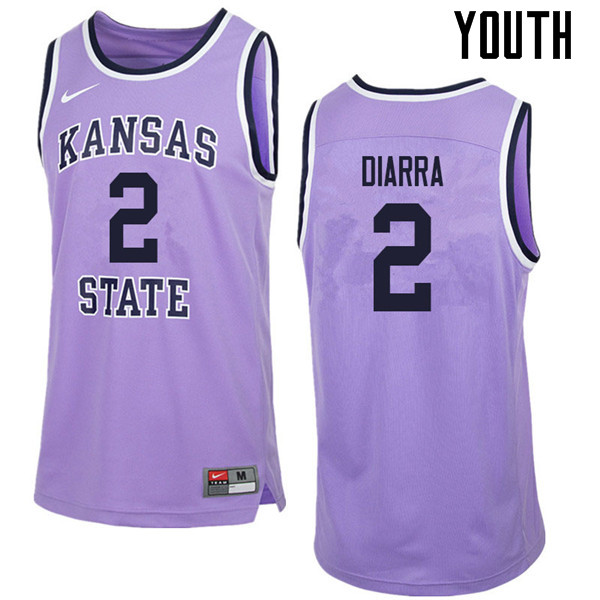 Youth #2 Cartier Diarra Kansas State Wildcats College Retro Basketball Jerseys Sale-Purple
